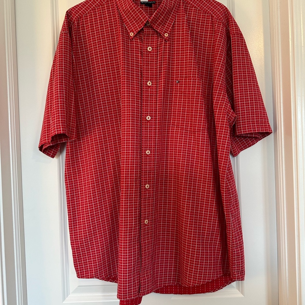 Tommy Hilfiger Red  and Gold checked Casual Button Down Shirt